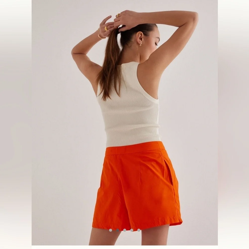 Maeve - Anthropologie - Orange Pleated Poplin Shorts 100% Cotton - US 4 - Picture 3 of 10